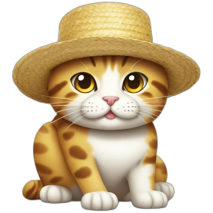 One Piece cat with straw hat emoji