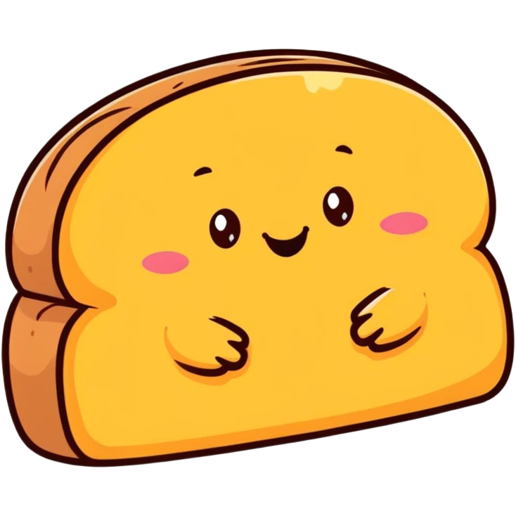 cute bread with happy face emoji