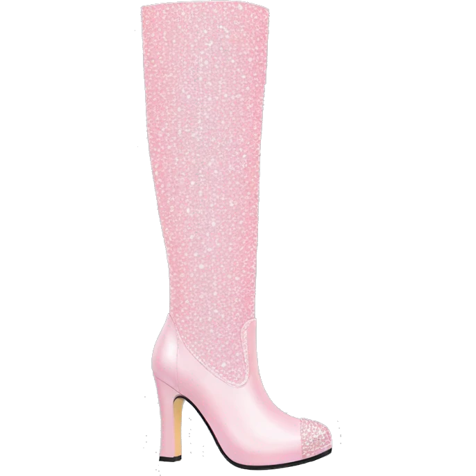Pastel pink bling knee heel boots emoji