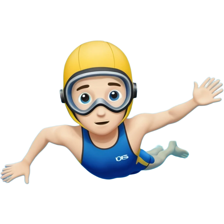 determined pool diver dives into a pool of confidence blue water underneath water  emoji