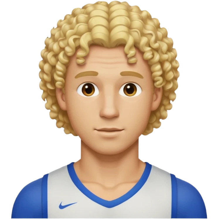 Athletic man with blond curly hair, straight on sides, thick neck  emoji