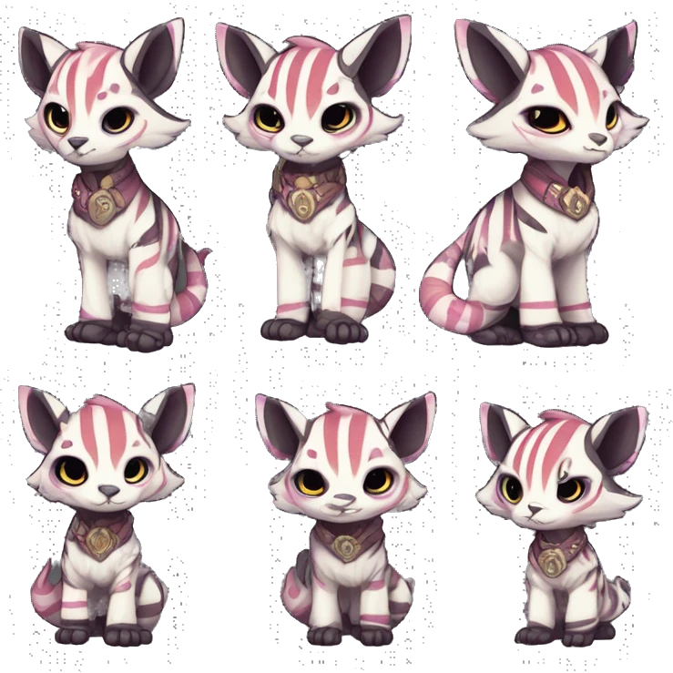 cute Kawaii edgy shy fantasy animal fursona Fionbri Vernid creature by griffsnuff & LiLaiRa & Falvie with with cool stripe patterns full body emoji