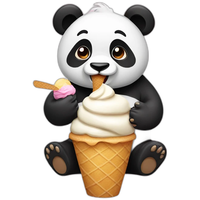 Panda eating ice cream emoji