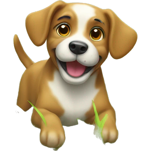 playful dog in grassy field emoji