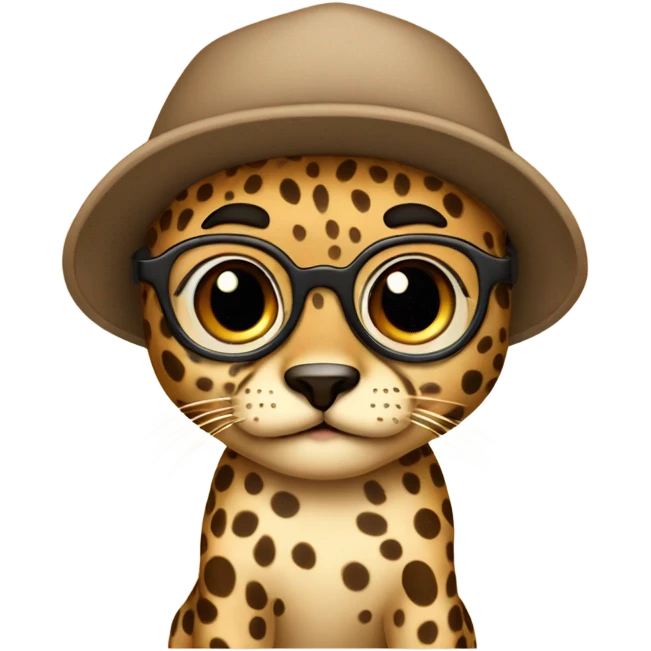 baby cheeta with backwards brown cap, brown-lens glasses emoji