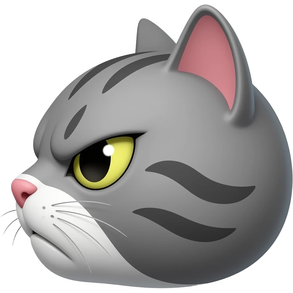 Gato gris de perfil enojadoo emoji