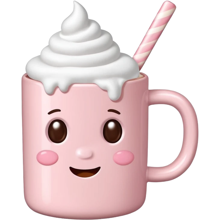 Light Pink mug of hot chocolate with marshmallows  emoji