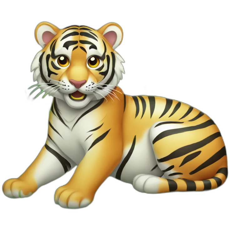 Tiger eating grass emoji