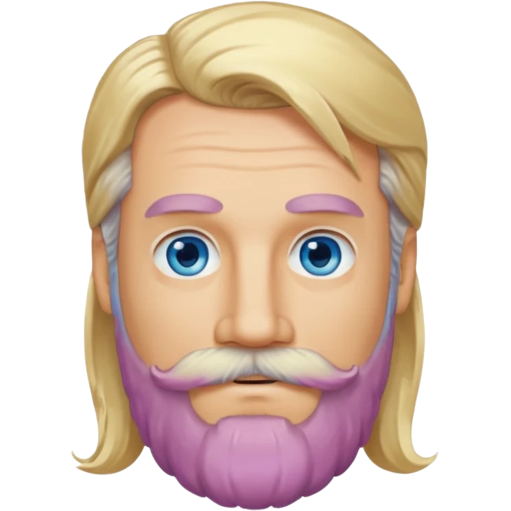 MID AGE MAN WITH LONG BLOND HAIR, MOUSTACH AND BEARD emoji