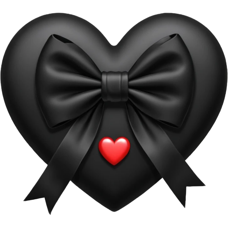 heart with a velvet bow, goth emoji