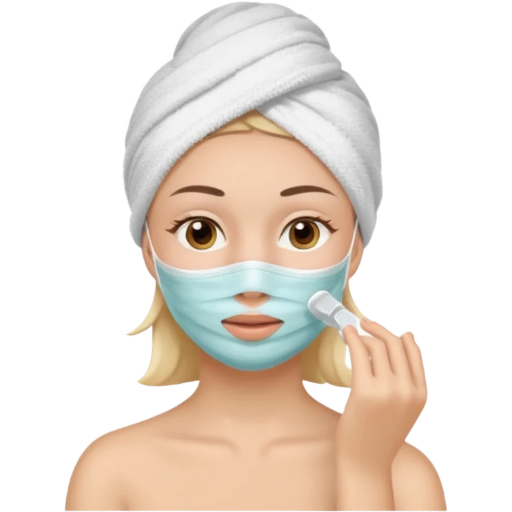 Девушка делает маску для лица на голове полотенце  emoji