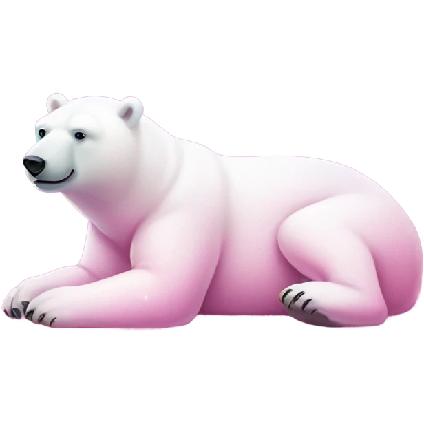 Pink full body  polar bear lying down with glitter emoji