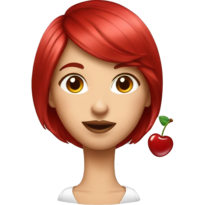 Woman with cherry hair sending a kiss emoji