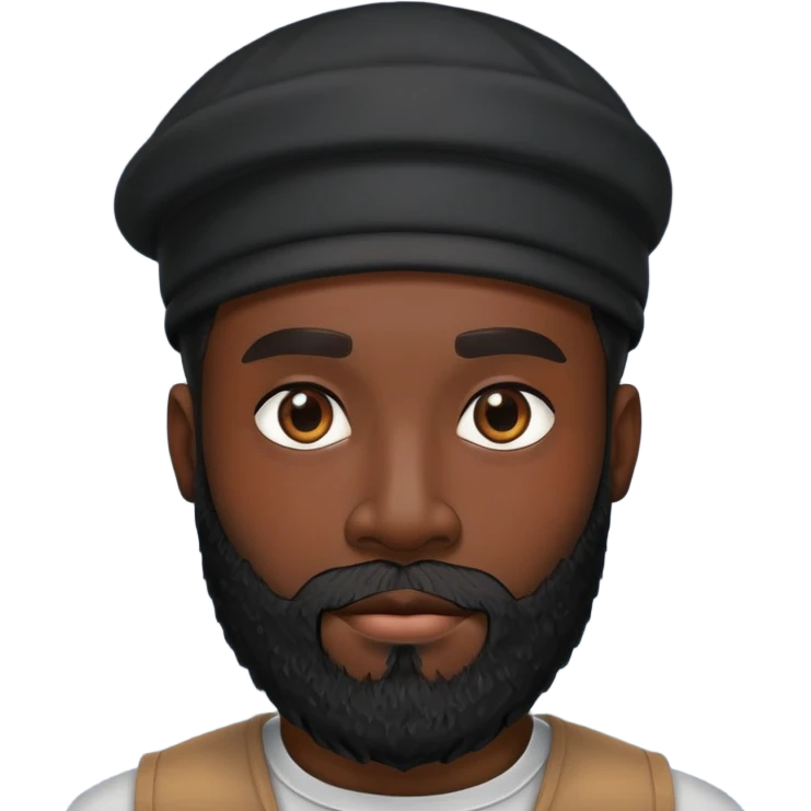 Black man with a beard and black head emoji