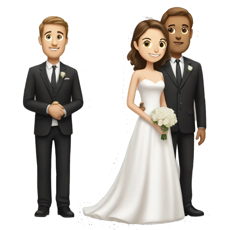 Tall Man with brown hair and woman with brown hair getting married  emoji