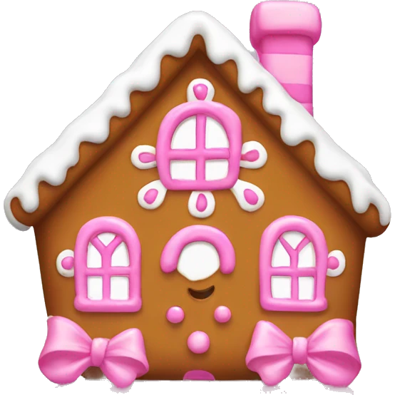 Gingerbread house with a pink bow  emoji
