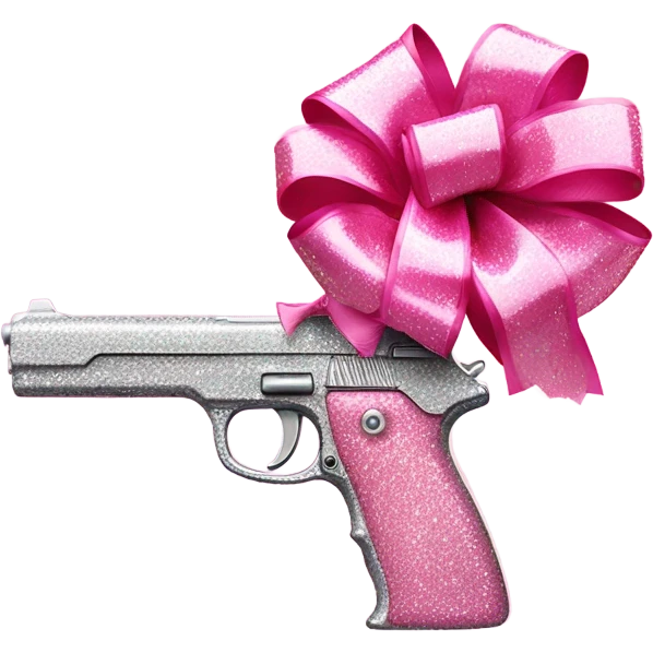 Pink glittery gun with a bow  emoji
