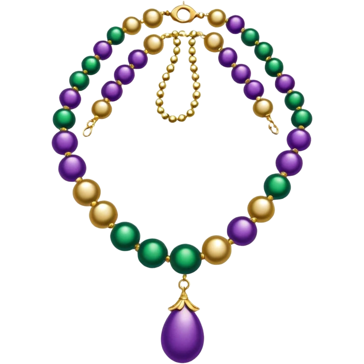 Mardi Gras bead necklace in purple, green, and gold emoji
