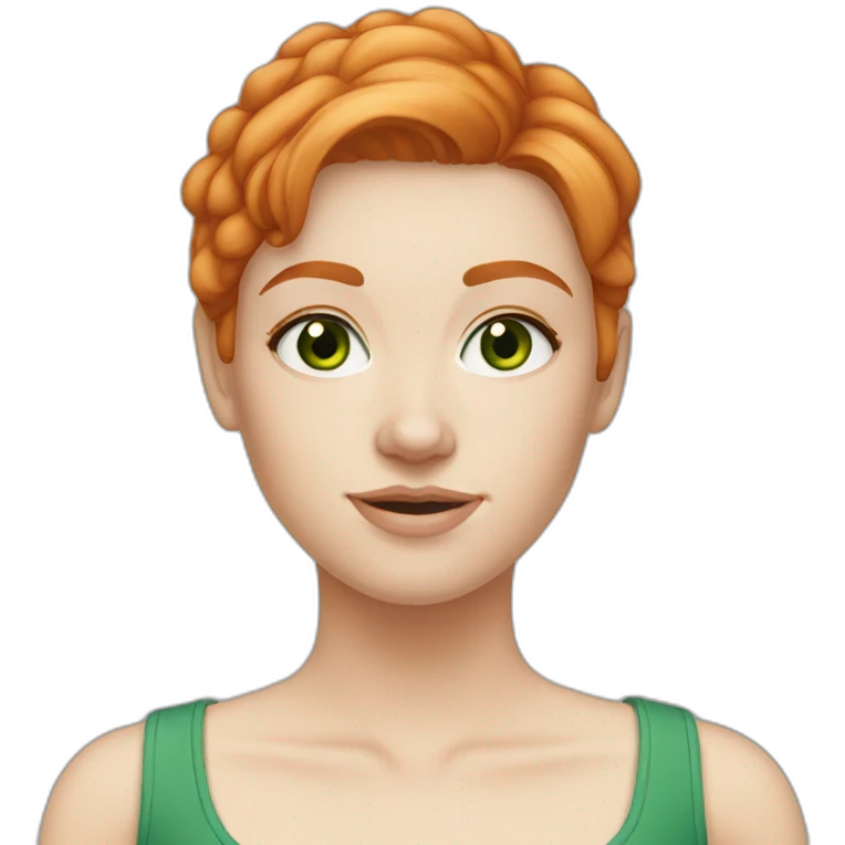 normal white girl short ginger hair green eyes emoji