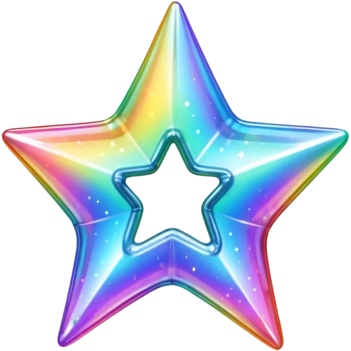 vibrant holographic rainbow y2k aesthetic hollow glass star emoji