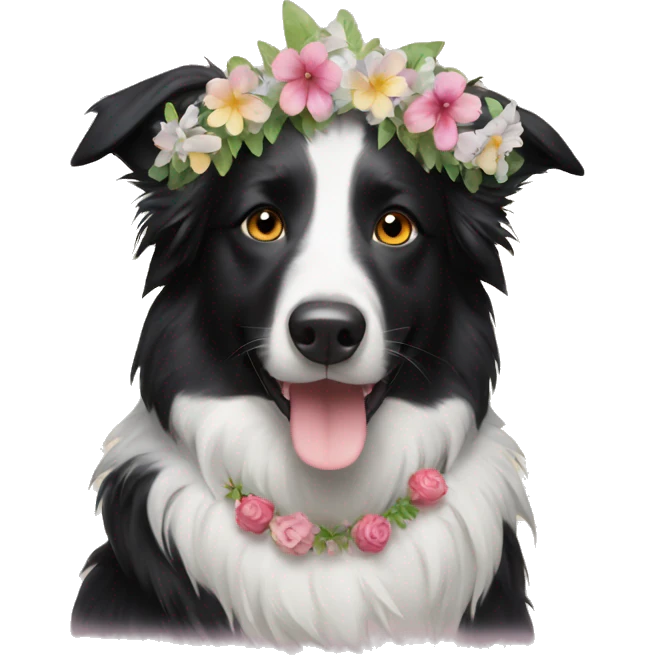 Border collie with flower garland emoji