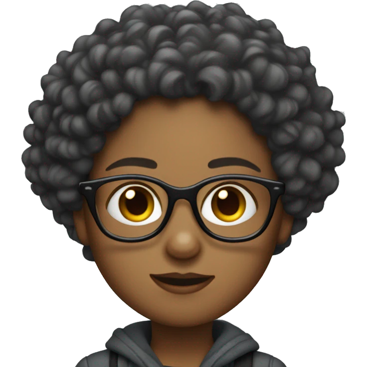 a white curly girl who wears glasses and rarely brushes her hair emoji