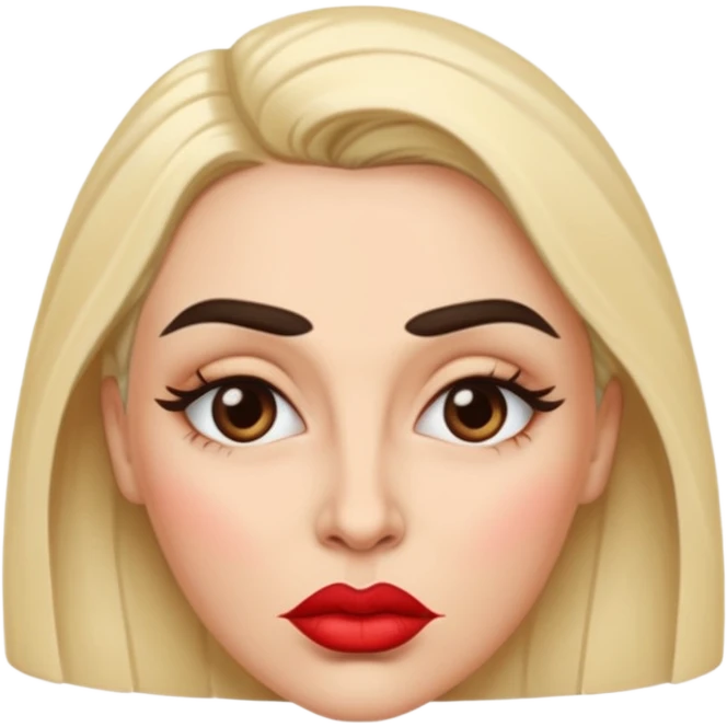 woman with exaggerated lips, arched brows, no wrinkles emoji