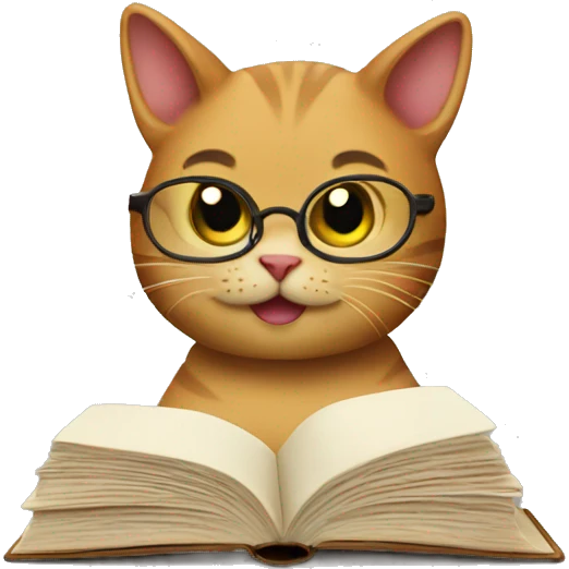 cat reading a book emoji