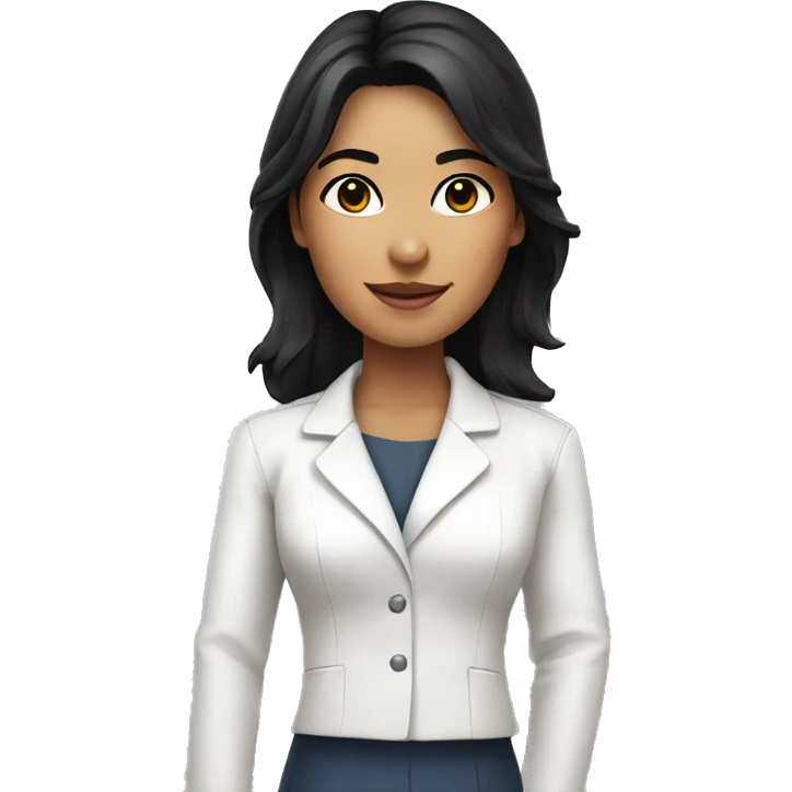 A beautiful young psychologist with black hair without glasses with a white coat emoji