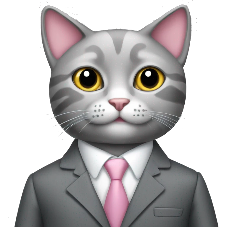 Pink gray cat in a gray suit emoji