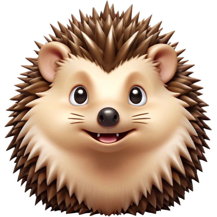 Cinematic Comical Hedgehog Portrait Emoji, Head tilted dramatically with an exaggeratedly amused expression, featuring a striking spiky brown Fur with a quirky, scrunched-up face and wide, expressive eyes filled with playful disbelief, Simplified yet hilariously expressive features, highly detailed, glowing with a slightly sassy glow, high shine, dramatic yet playful, stylized with an air of cheeky mischief, bright and endearing, soft glowing outline, capturing the essence of a spirited and over-the-top hedgehog, so meme-worthy it feels like it could roll its spines into internet fame instantly! emoji