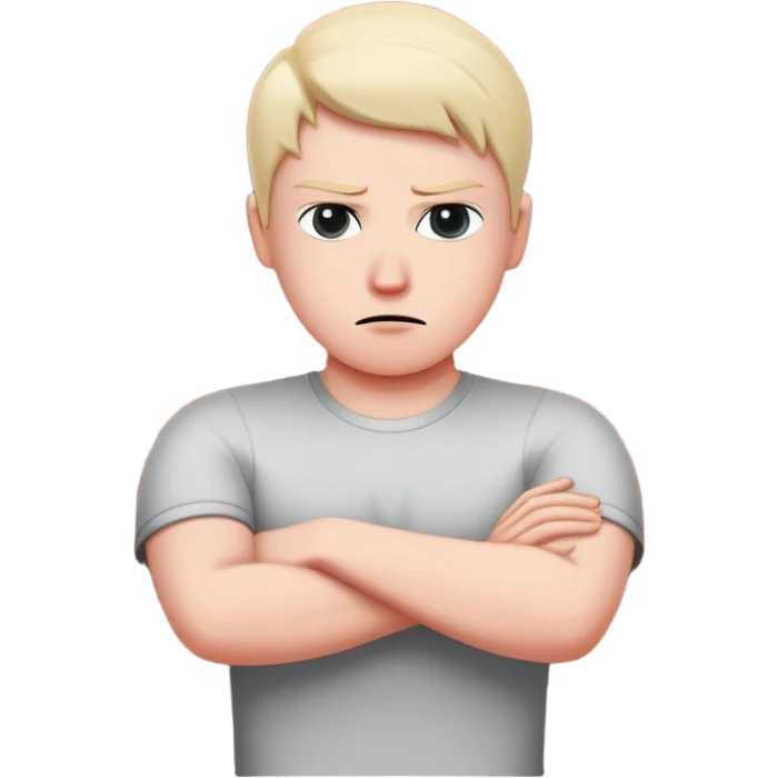 person building brick wall between themselves and others, emotionally distant expression, arms crossed defensively, turning body away from connection, cold eyes avoiding eye contact, visible barrier or shield symbol emoji