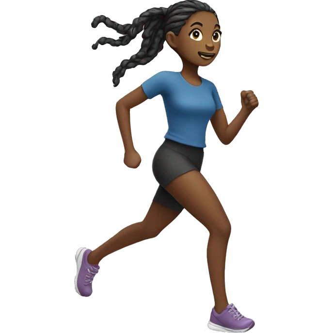 Black girl with locs in a ponytail running emoji