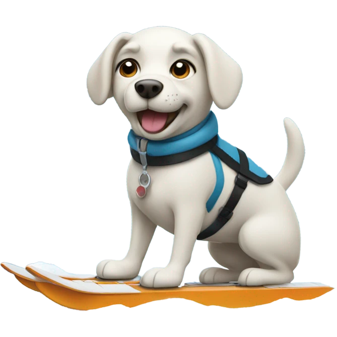 A dog skiing with a mountain in the backround emoji