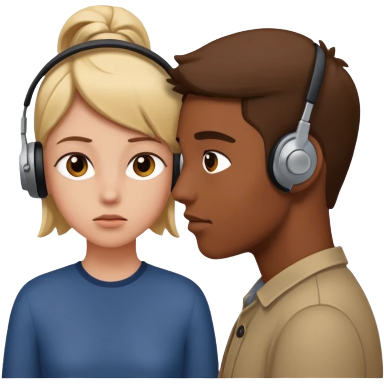 two people listening to a sound emoji