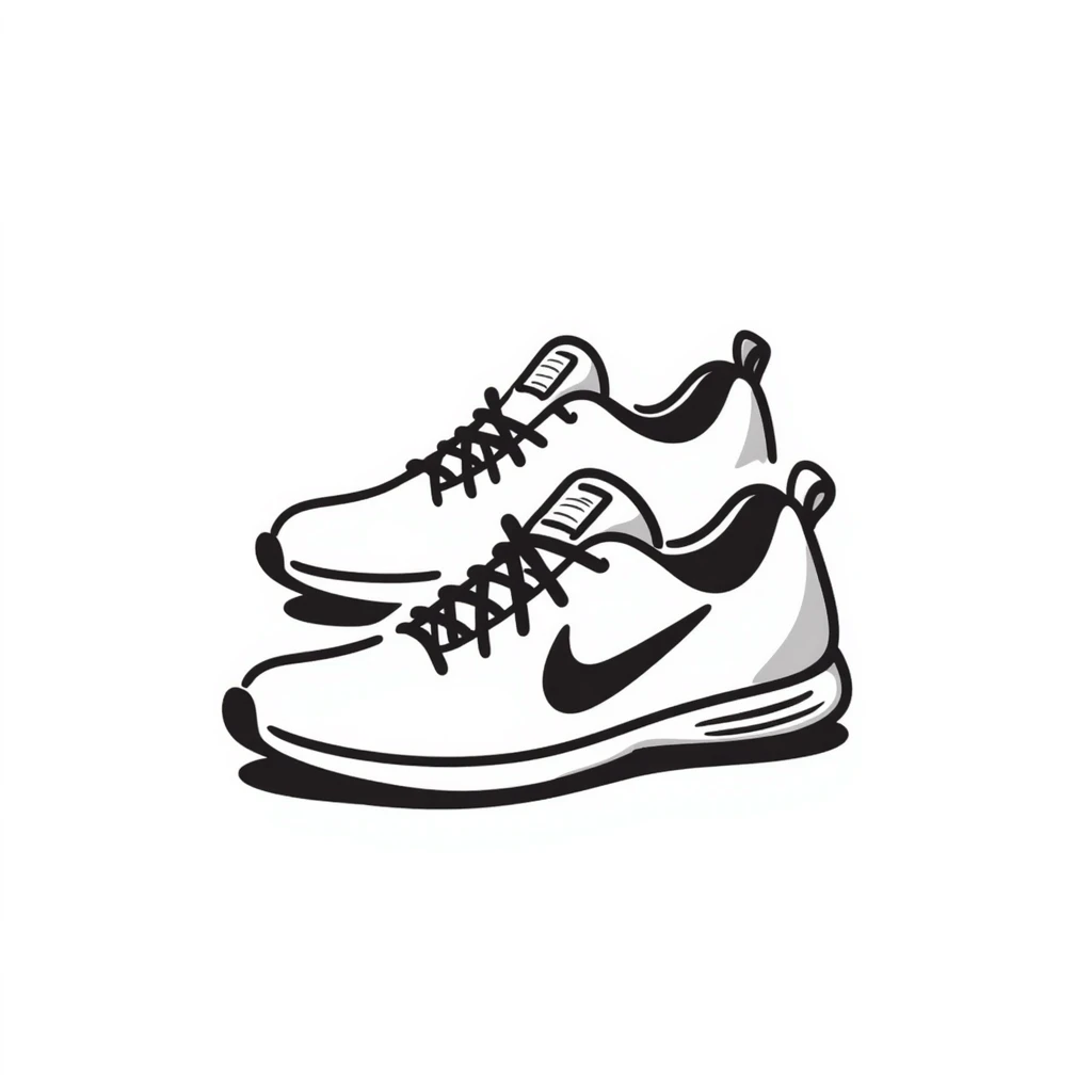 Athletic running shoes/sports shoes in pastel colors (dd9fb0, ffc6d3, a3bfc9, c4bee2, f1b091), hand-drawn doodle style emoji