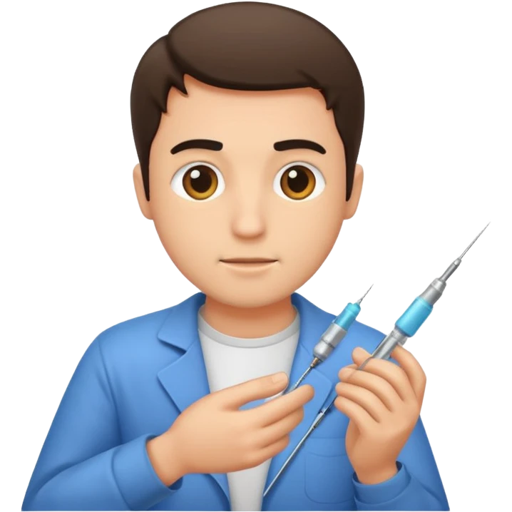 Guy injecting needle emoji