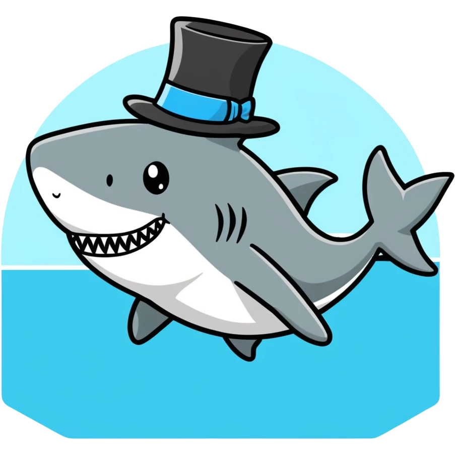 Shark with a top hat emoji
