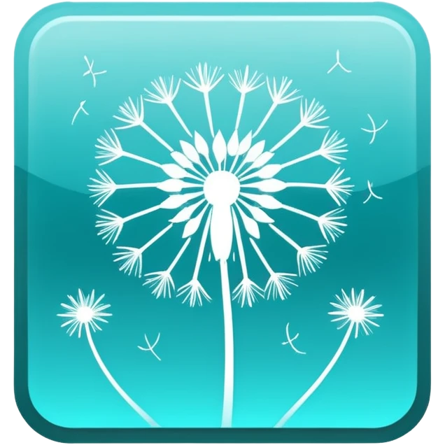 a Tiny compressed Stylized light-turquoise dandelion symbol inside a gradient white square icon, light turquoise borders emoji