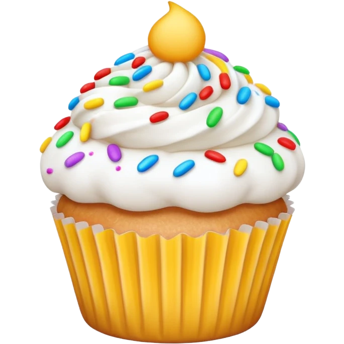 white cupcake with sprinkles emoji