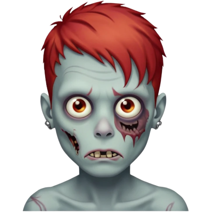 Zombie boy red hair two nose piercing emoji