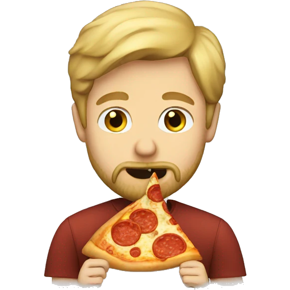 A blonde man with beard eating pizza emoji