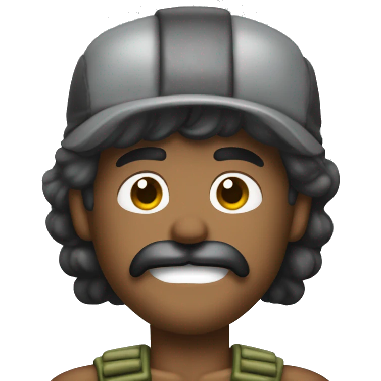 mustachioed Rambo winks emoji