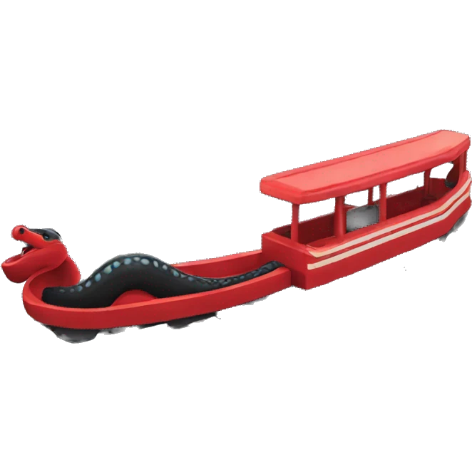 A black Loch Ness monster eating red roller coaster tracks  emoji