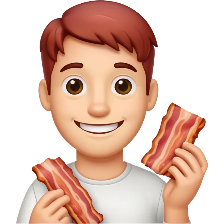 playful character with bacon emoji