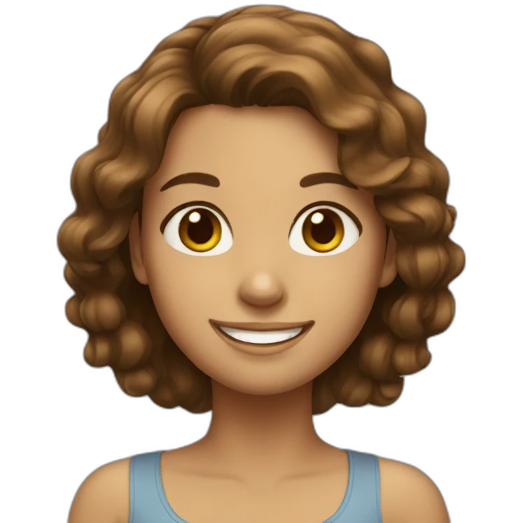 brown haired girl smiling emoji