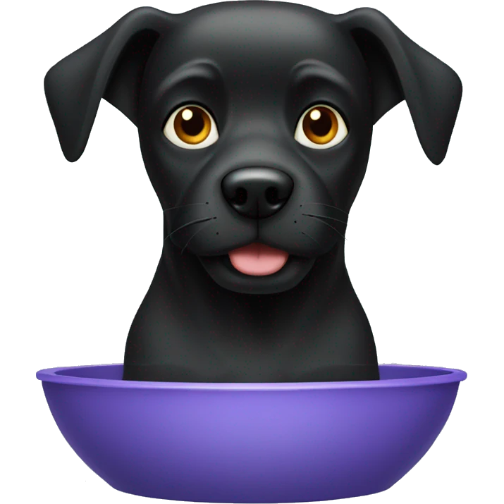 black dog water bowl emoji