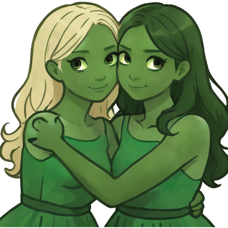 Hug 2 girls brunette and blonde emoji