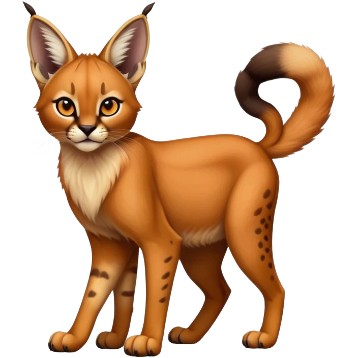 Epic Cute Dark Warm Caracal-Bobcat-Serval-Vernid full body emoji