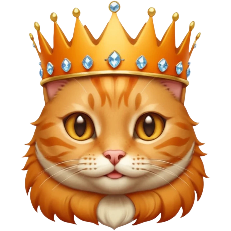 Cat with tiny jeweled crown — cute and smug emoji